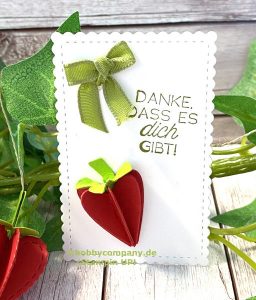 Erdbeerdeko basteln aus Herzen, Minikarte