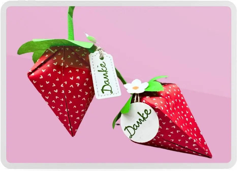 Origami Erdbeer Verpackung basteln